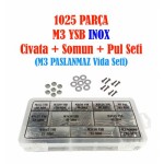 1025 Parça M3 YSB INOX Vida+Somun+Pul Seti (M3 PASLANMAZ)