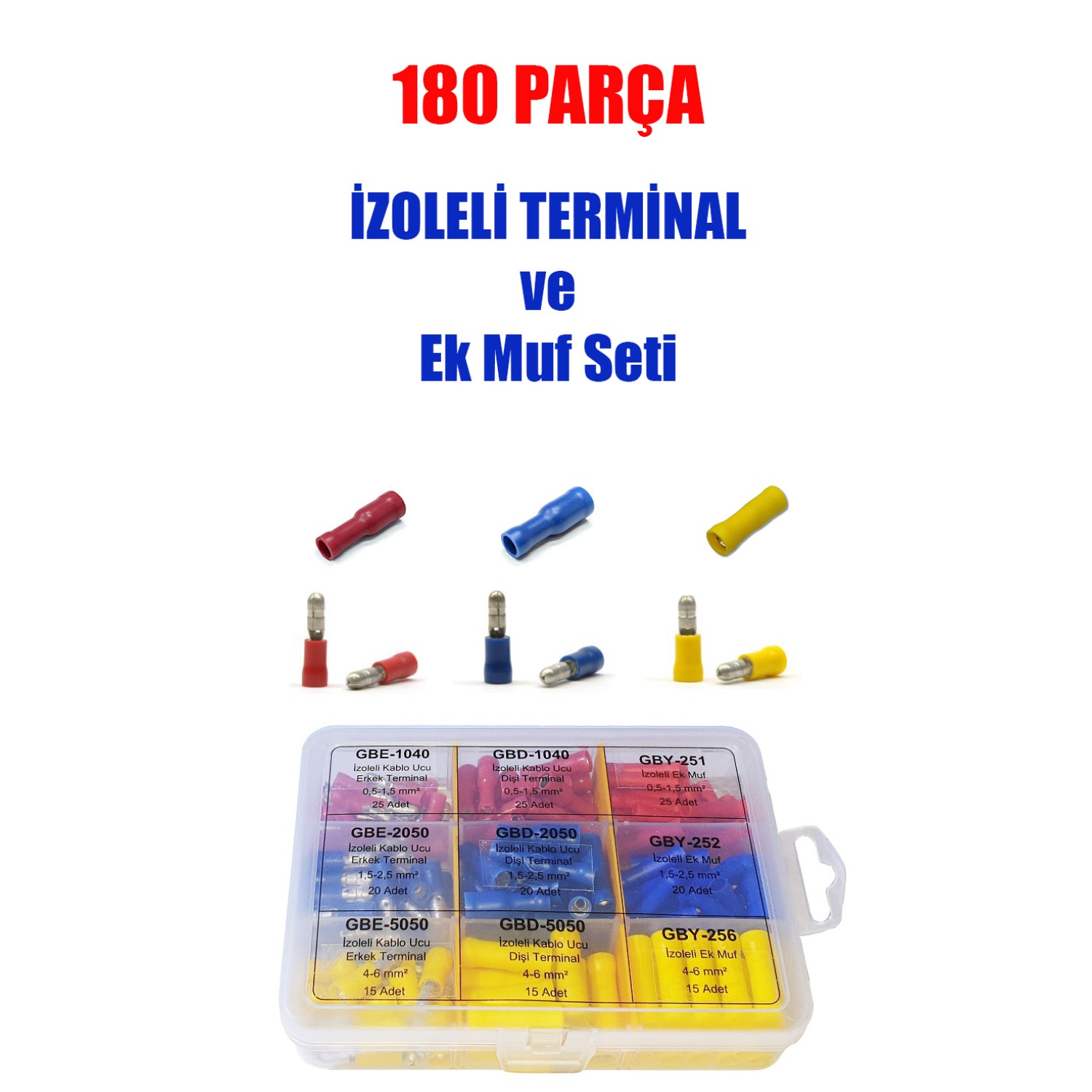 180 Parça İzoleli Dişi-Erkek Terminal ve Ek Muf Seti