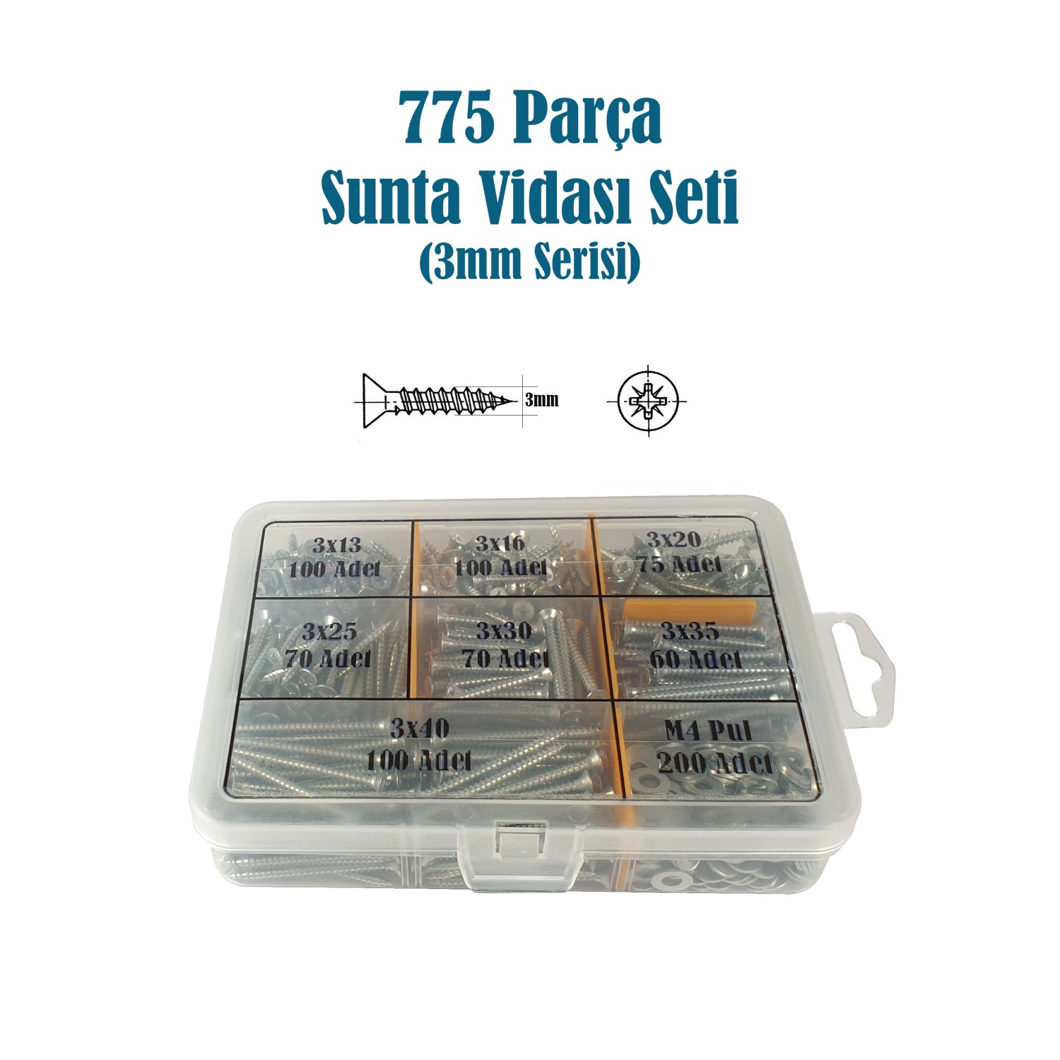 775 Parça Sunta Vidası Seti (3mm Serisi)