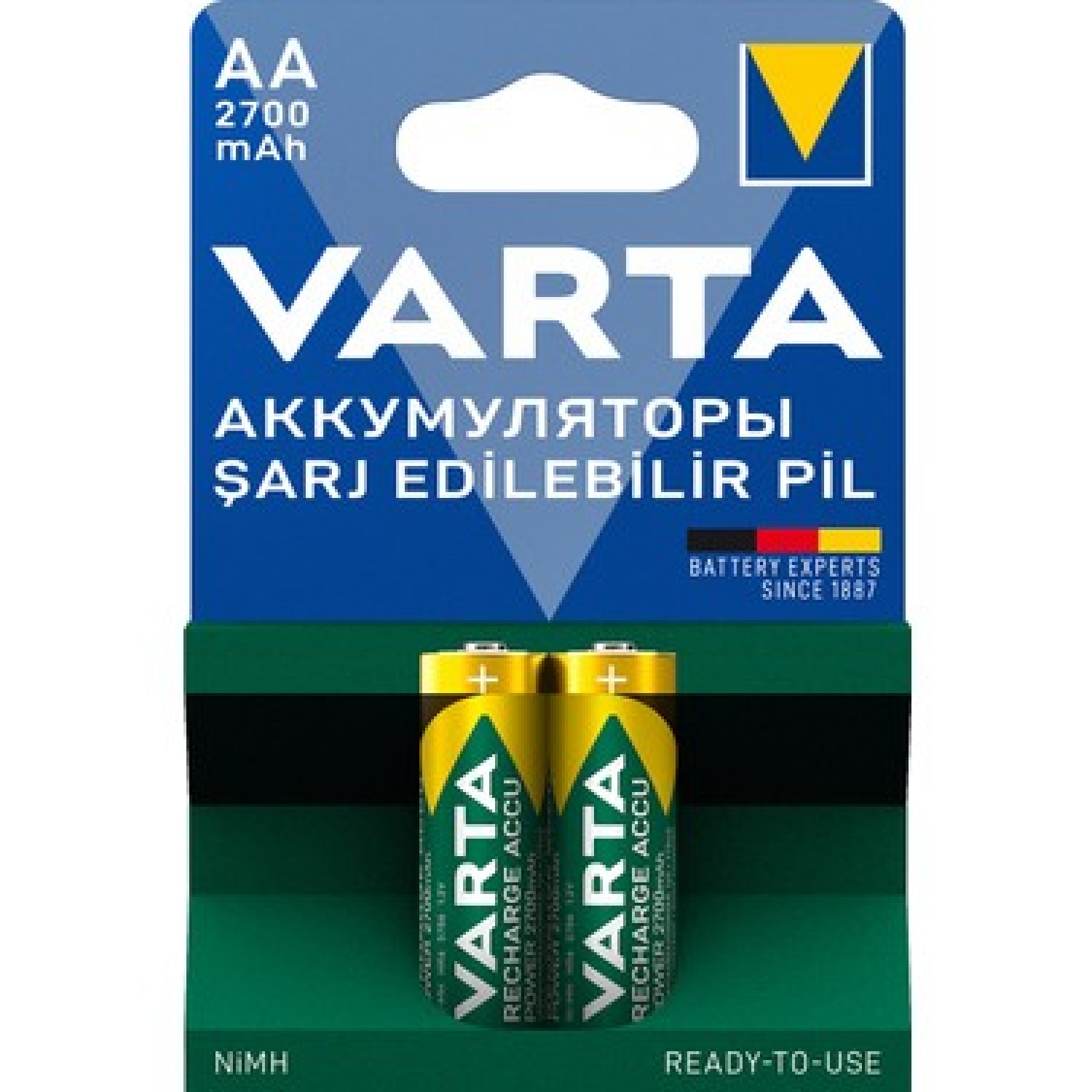 Varta AA 1.2V 2700 mAh NiMH Pil  - Şarjlı Pil - Şarj Edilebilir Pil (Şarjlı Kalem Pil) - 2 Adet