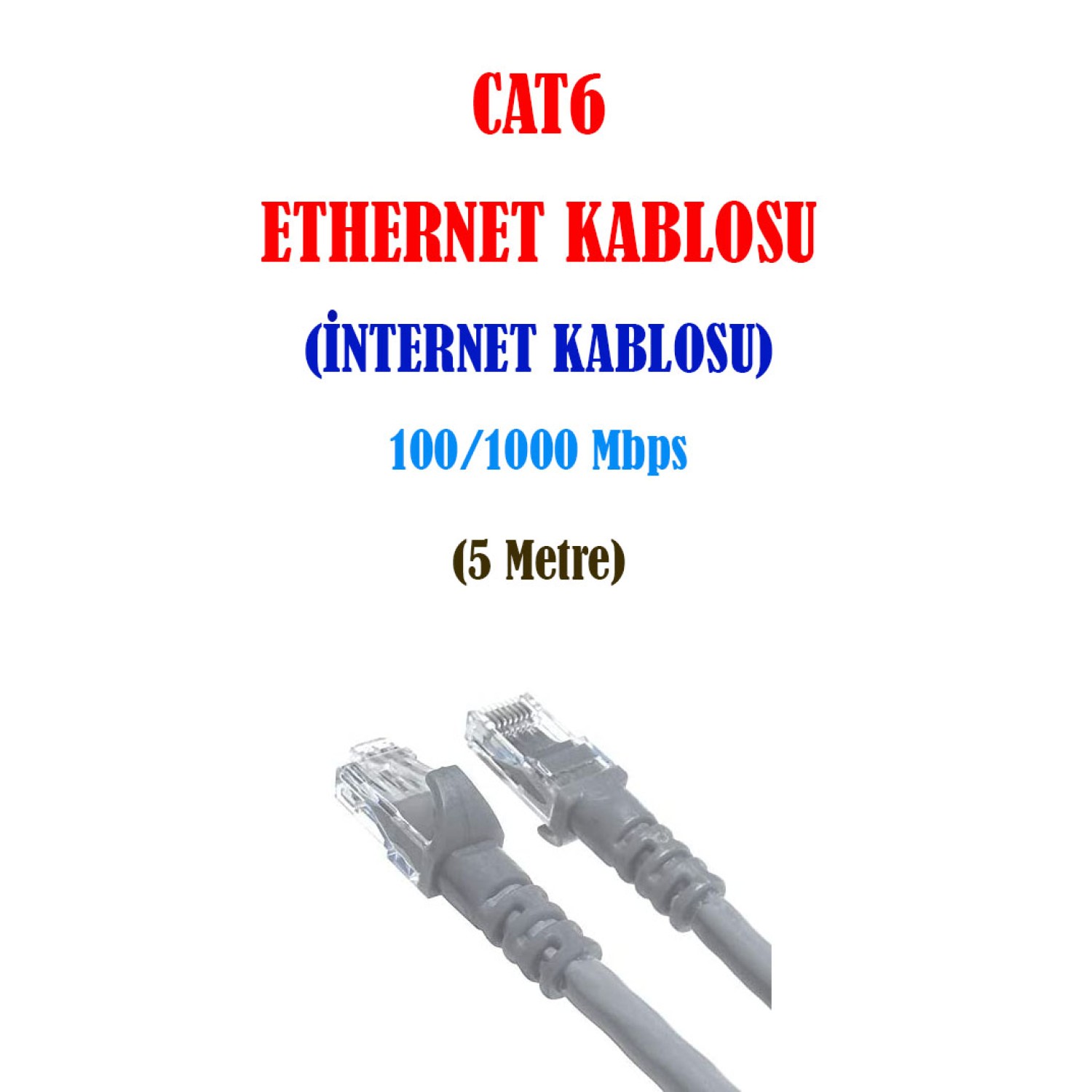 CAT6 Ethernet Kablosu - İnternet Kablosu - 100-1000Mbps 5 Metre