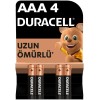 Duracell AAA 1,5V Alkaline Pil (İnce Kalem Pil - Kumanda Pili) - 4 Adet