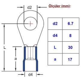 Gwest GYU 610 Yuvarlak Tip İzoleli Kablo Ucu 8-10mm² M6 1 Adet