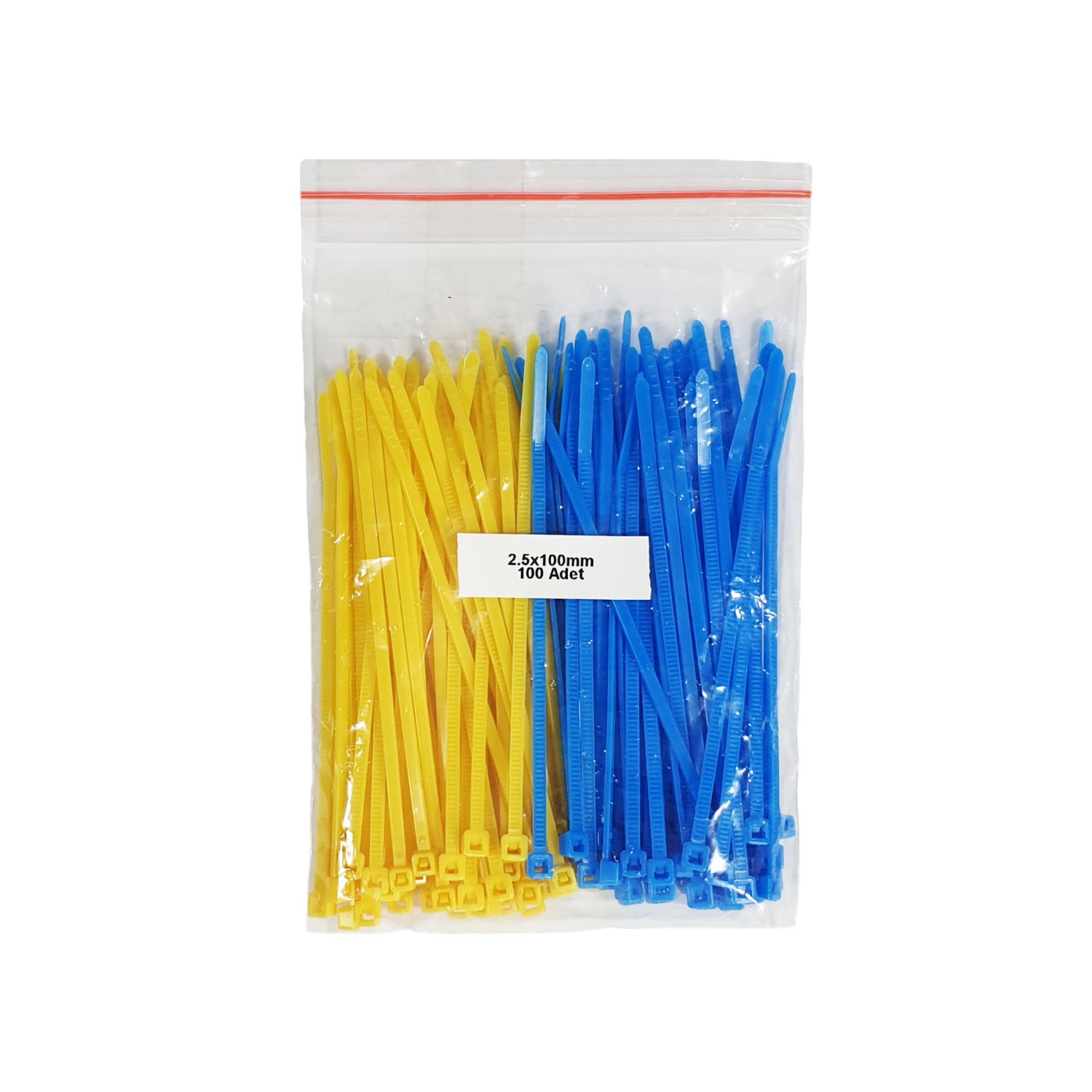 Plastik Kablo Bağı - Sarı+Mavi-2,5mmx100mm-Cırt Kelepçe(100 Adet)