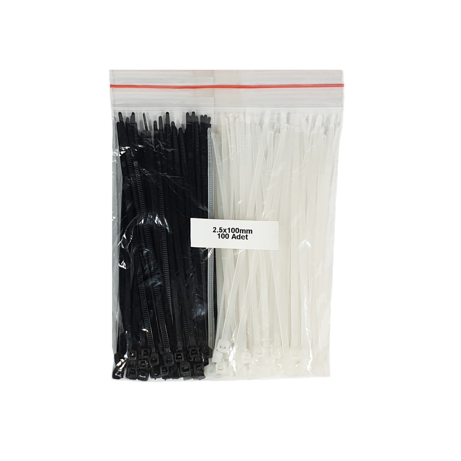 Plastik Kablo Bağı-Siyah+Beyaz-2,5mmx100mm-Cırt Kelepçe(100 Adet)