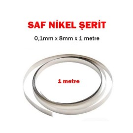 Saf Nikel Şerit (Pil Punta Şeridi) - (0.1mm x 8mm x 1 metre)
